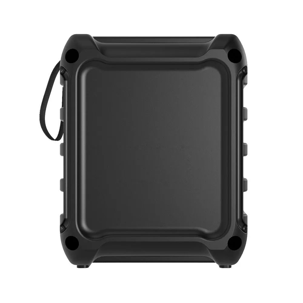 Portable Bluetooth speaker with mini card design showing compact dimensions and USB charging port