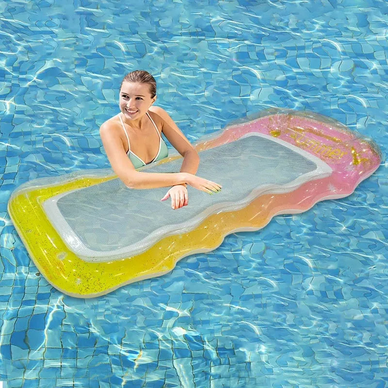 PVC thick sequins wave inflatable floating row in various gradient and fruit-themed colour options