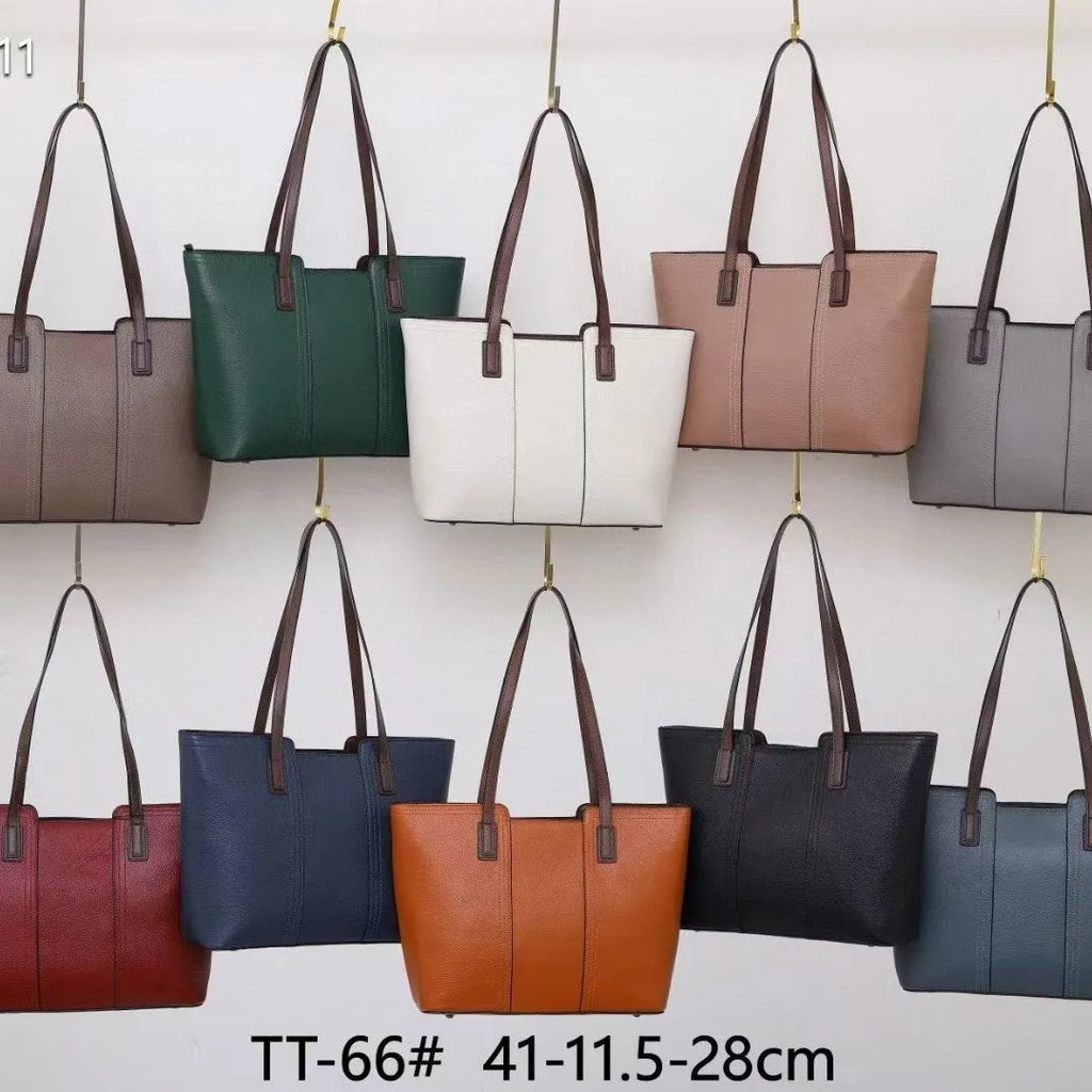 Genuine leather women's shoulder bag in box-type design with sandwich pocket and mobile phone compartment