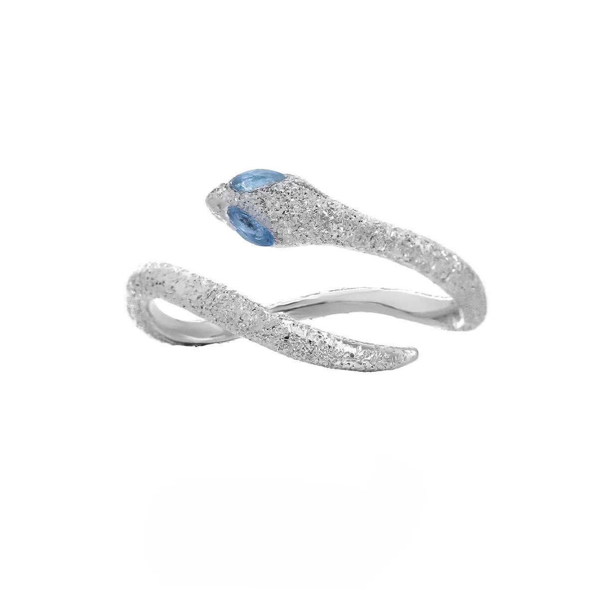 Women's adjustable snake motif ring in platinum colour electroplated silver