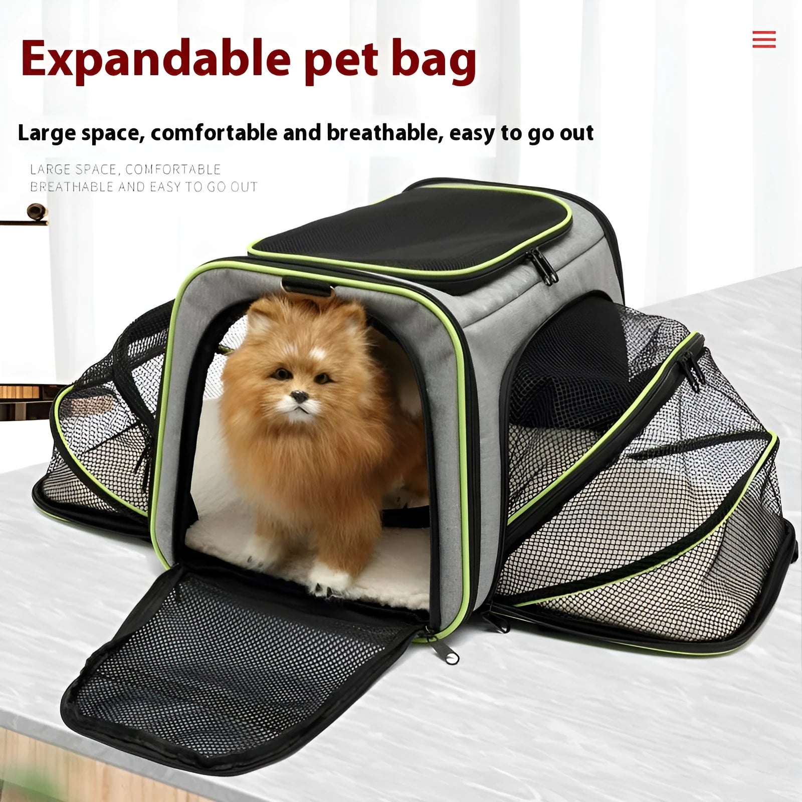 600D cation cat carrier bag in black, black with red piping, grey with blue edge or grey with green edge colours