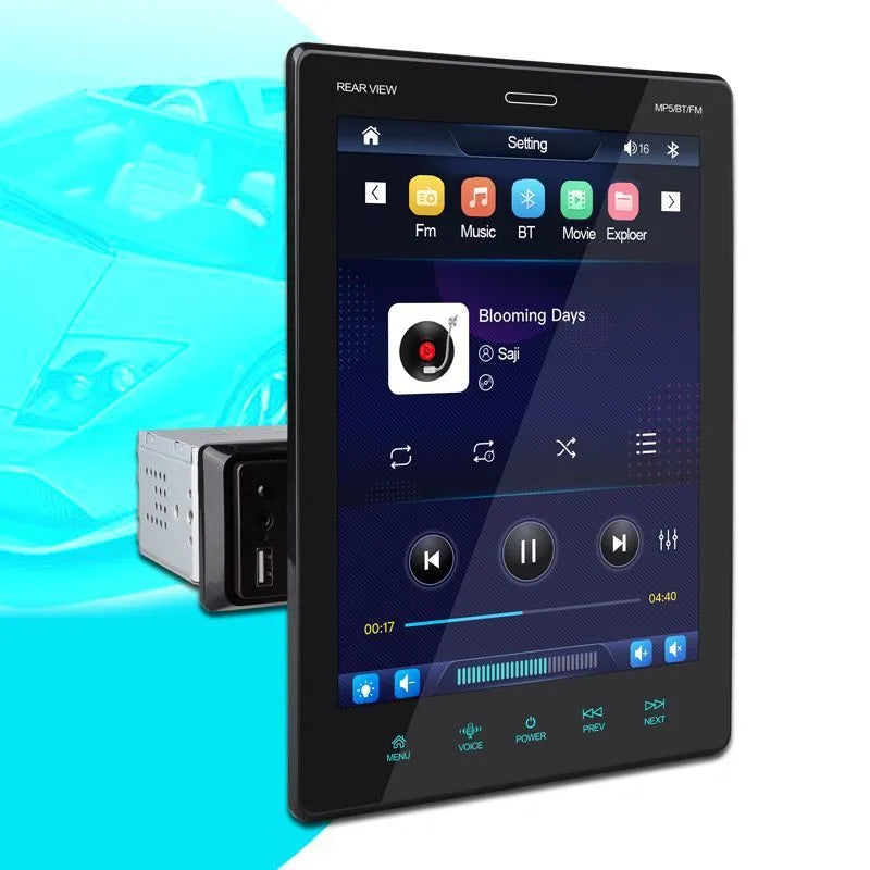 9.5 inch vertical screen black car MP4 player with remote control for USB TF card video playback