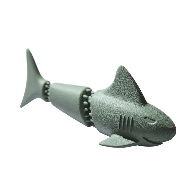 Deep sea shark shaped rubber dog toy in ocean blue colour for chewing and play