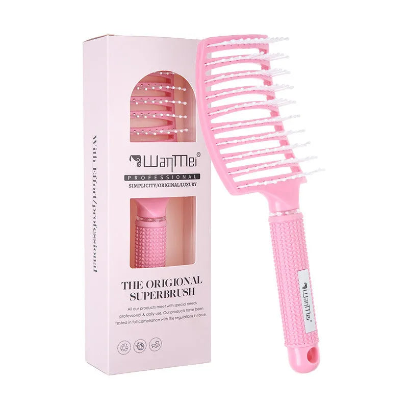 Jelly Color Large Hair Curling Comb in pink ABS nylon, over 20 cm long