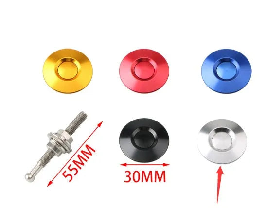 30mm silver aluminium button-type car engine cover lock with screw and nut