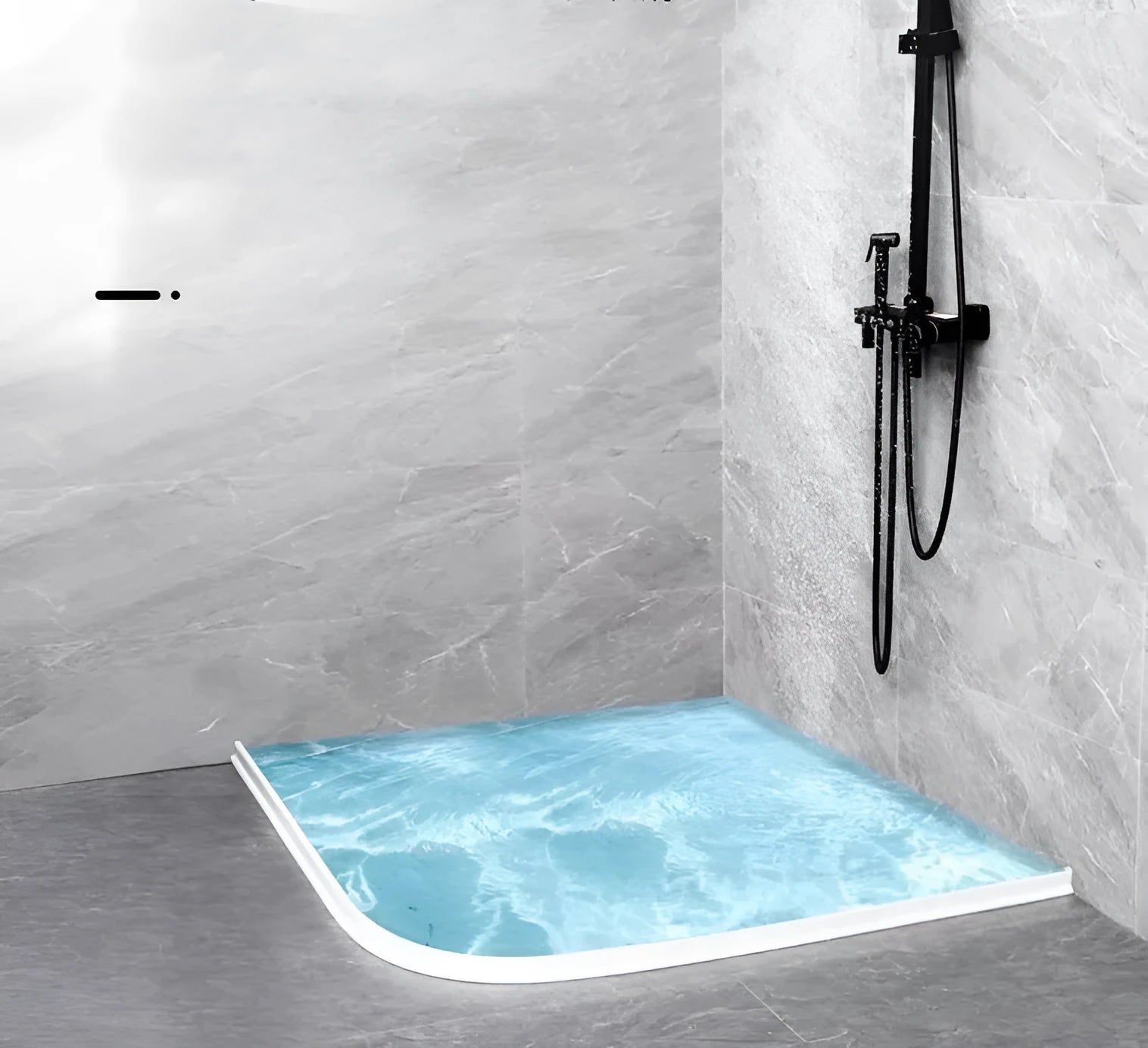 Flexible silicone bathroom water blocking strip for shower and toilet water separation in black colour