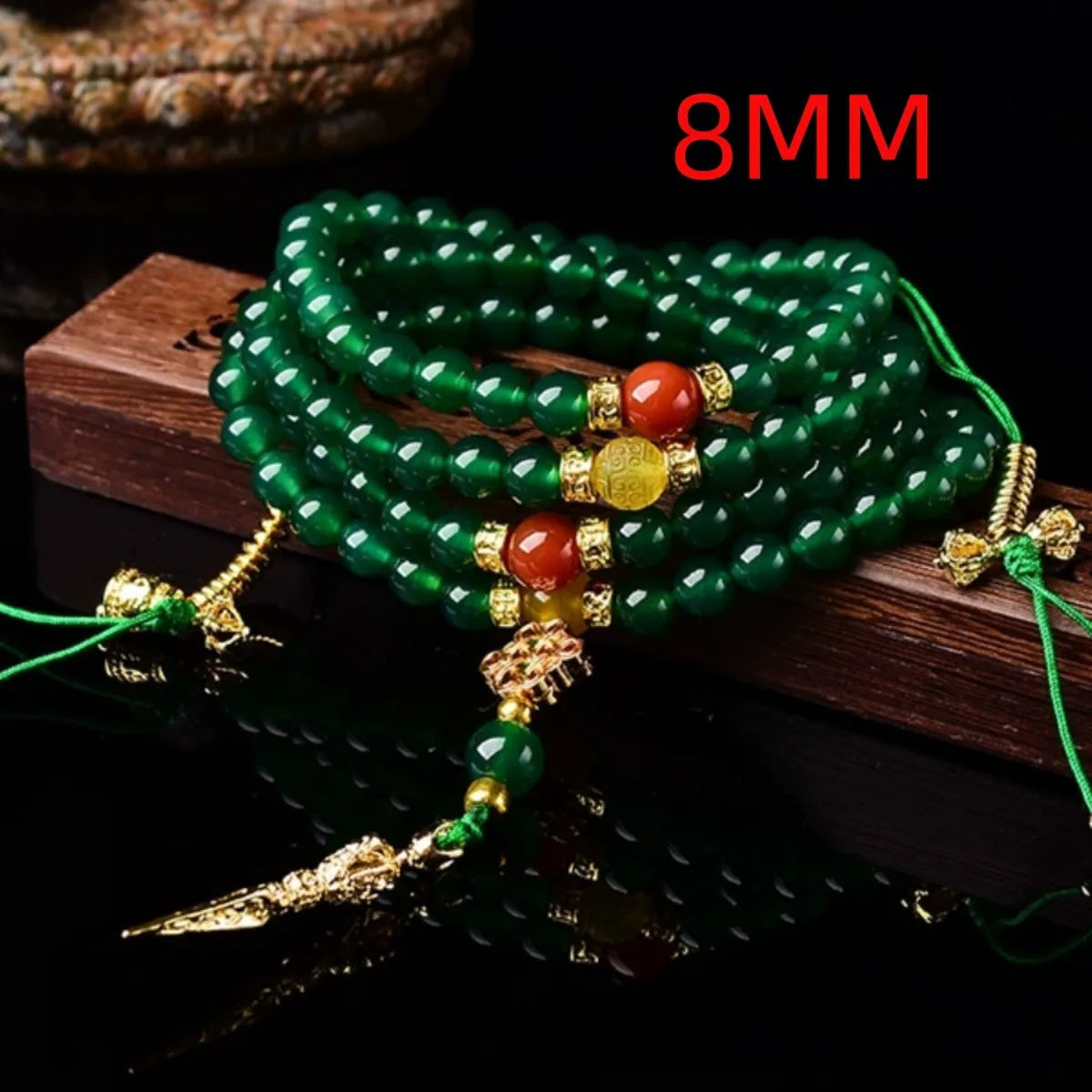 Brazilian green agate multi-circle bracelet showing natural stone beads in three size options