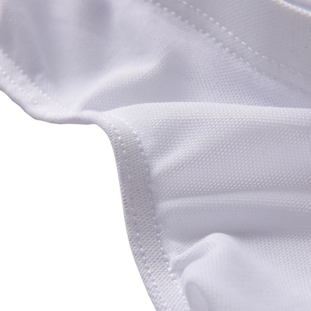 Men's black ice silk triangle low-waist briefs shorts on white background
