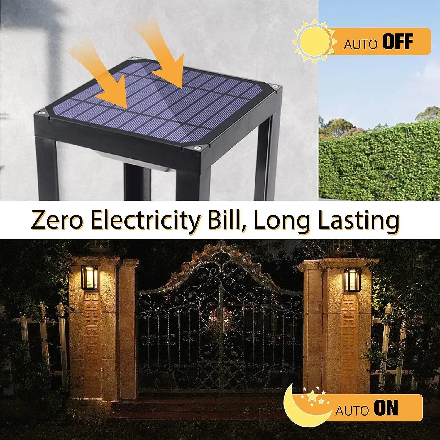 Modern Chinese outdoor wall lamp with solar panel and plastic shell in two-tone light colour