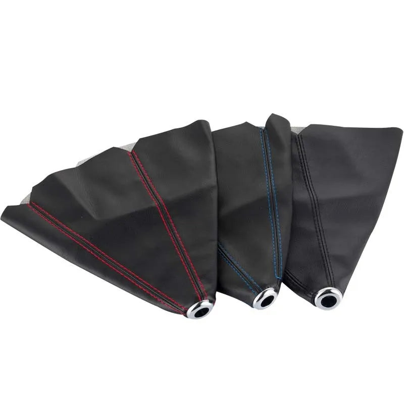 Black PU leather gear shift dust cover with coloured line detail for general car models