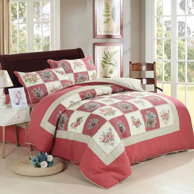 Pure cotton quilted bedspread three-piece set with non-slip texture in Korean style