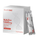 Two bottles of anti aging liquid drink supplement containing nicotinamide riboside and resveratrol