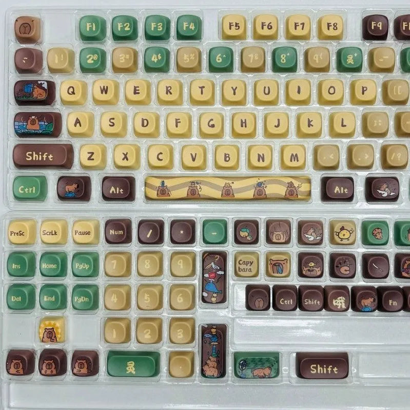 Capabala mechanical keyboard keycaps set showing 130 ABS keycaps with MOA height profile design