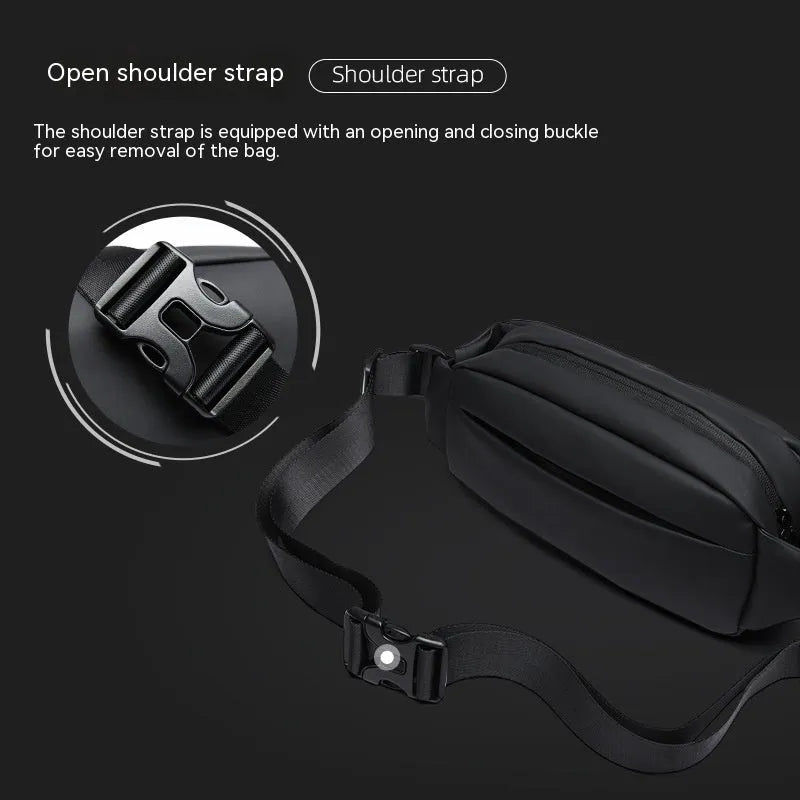 Black Oxford cloth men's messenger bag with one-shoulder riding design and sewing thread detailing