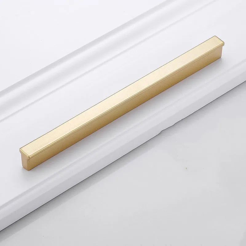 Gold T-shaped aluminium alloy cabinet handle for single hole mounting
