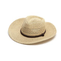 Men's foldable wide-brim straw sun hat in mixed beige colour for summer outdoor wear