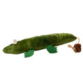 Green plush alligator cat toy with catnip and peppermint scent, shown at 30 cm scale.