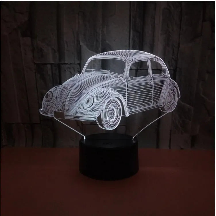 Modern table lamp with colourful 3D acrylic shade on black ABS base, featuring touch and remote control