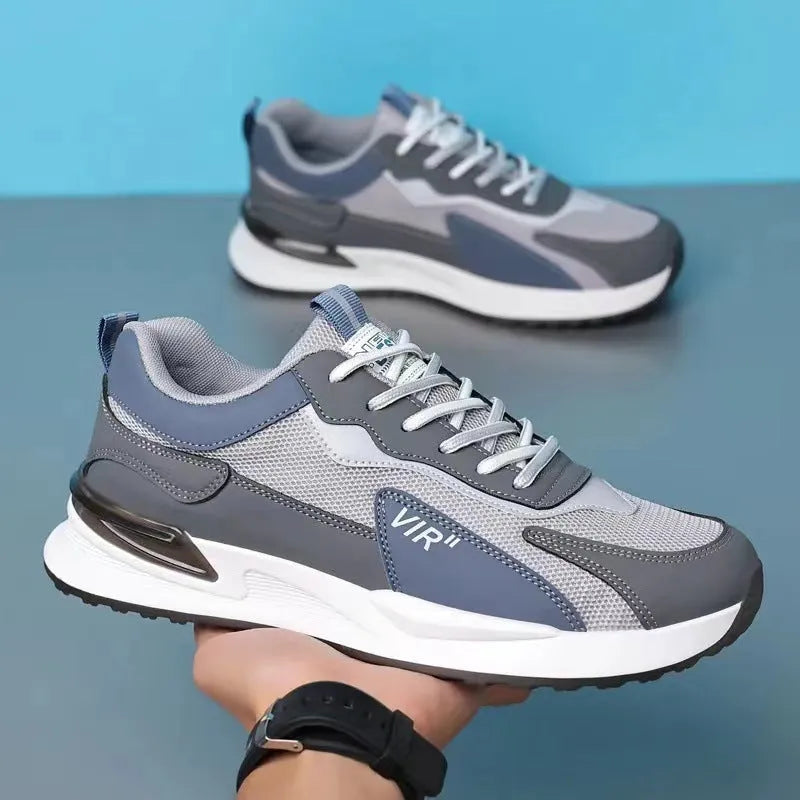 Men's colour block mesh sneakers with lace-up design and breathable upper