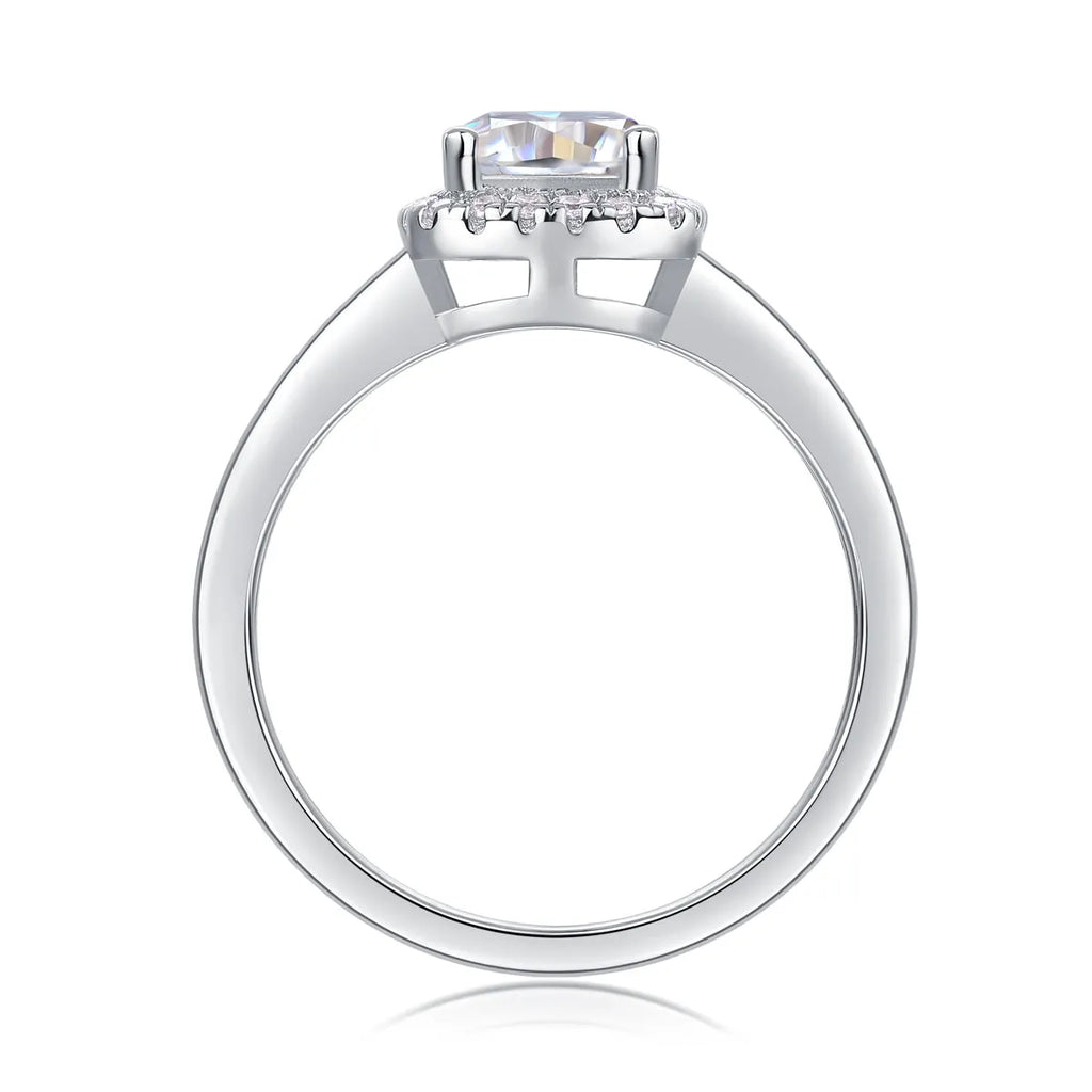 Square moissanite 6x6mm wedding ring set in S925 silver with platinum plating