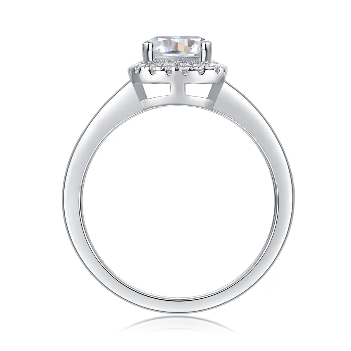Square moissanite 6x6mm wedding ring set in S925 silver with platinum plating