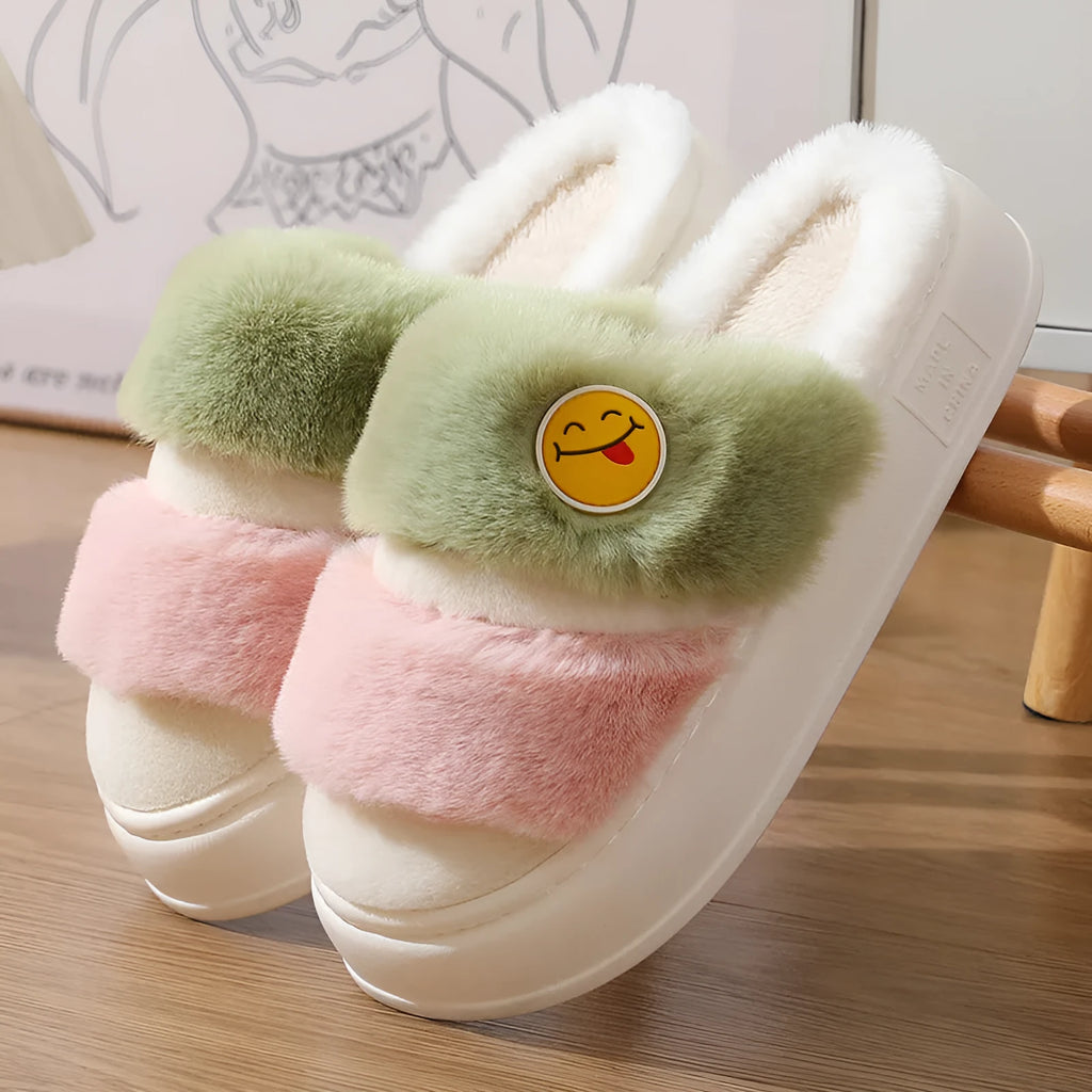 Thermal cotton slippers with cashmere lining in multiple colour combinations showing plush upper and functional sole