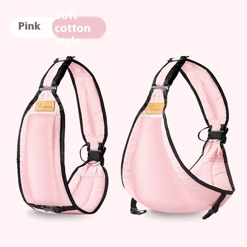 Cloth baby waist stool carrier for infants and toddlers in grey, black, green, or pink.