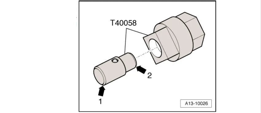 Aodi T40058 crankshaft rotating sleeve timing tool component for engine alignment.