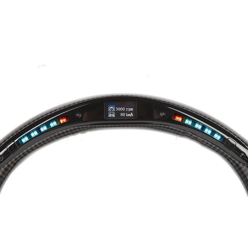 Black carbon fibre LED steering wheel for BMW X3 and X5 models