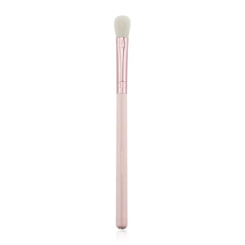 26 pink wooden-handle makeup brushes with natural wool bristles in a PU storage bag