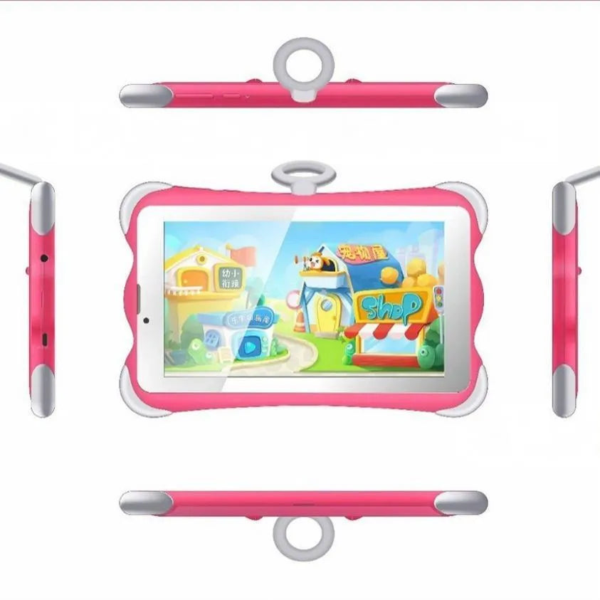 7-inch children's learning tablet with built-in stand in cartoon colours