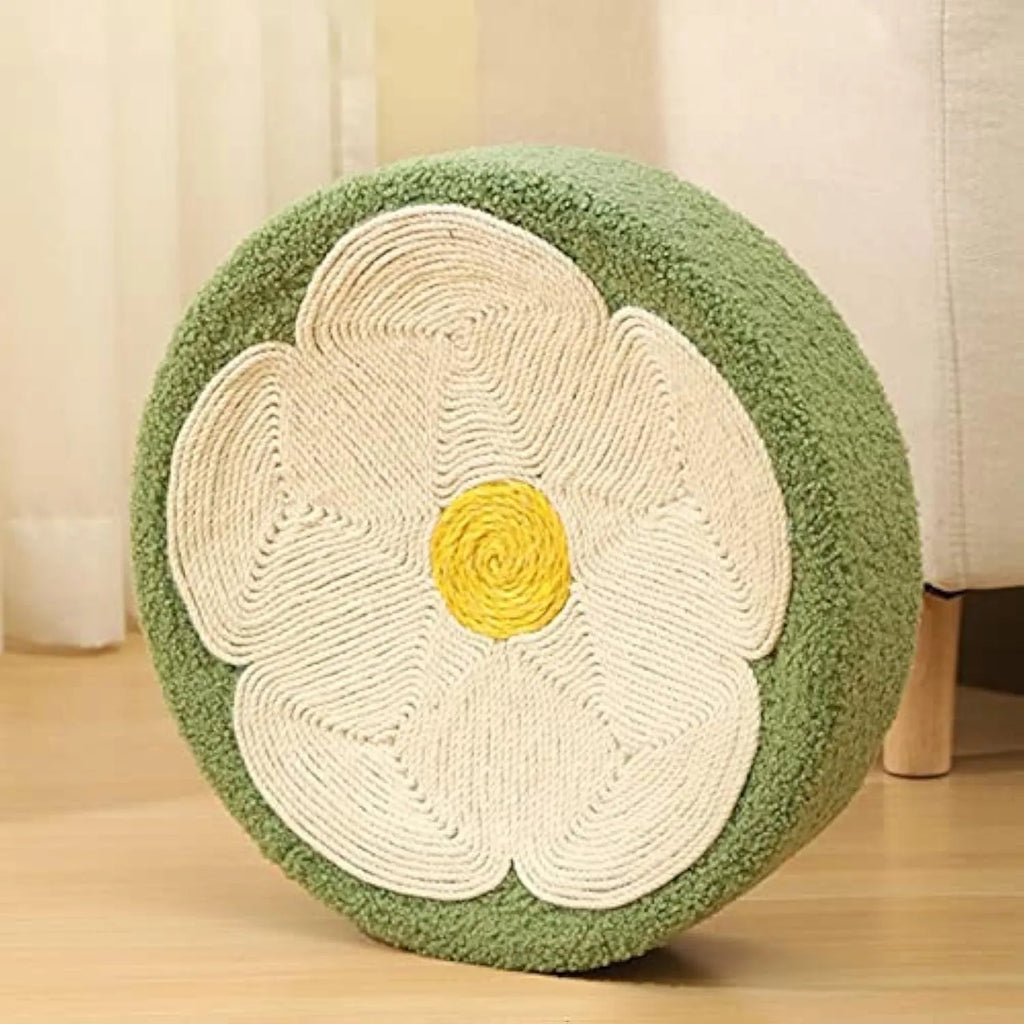 Green circular sisal cat scratcher bowl lounge bed with 39cm diameter
