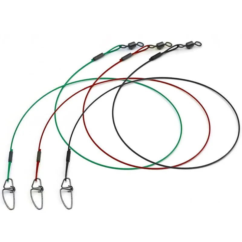 Anti-bite steel wire double buckle pin fishing gear accessories in green black red colours
