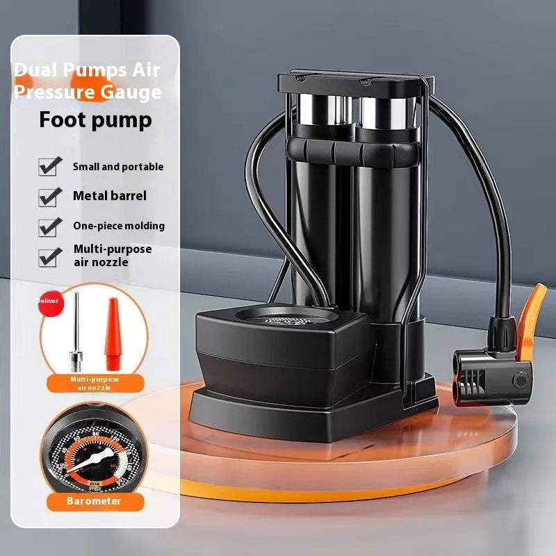 Iron foot tire pump for bicycle and motorcycle manual inflation with ball needle