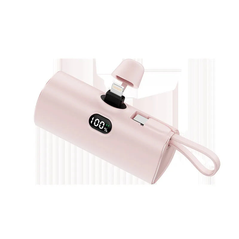 Capsule-shaped digital display wireless power bank with built-in plug in multiple colours