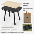 CLS aluminium dual-use folding camping stool shown converted into a small side table, with storage bag and beige PU mat.