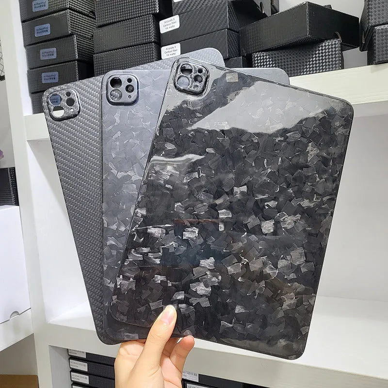 Carbon fibre flat protective hard case for Apple iPad Pro 11-inch tablet in forged finish