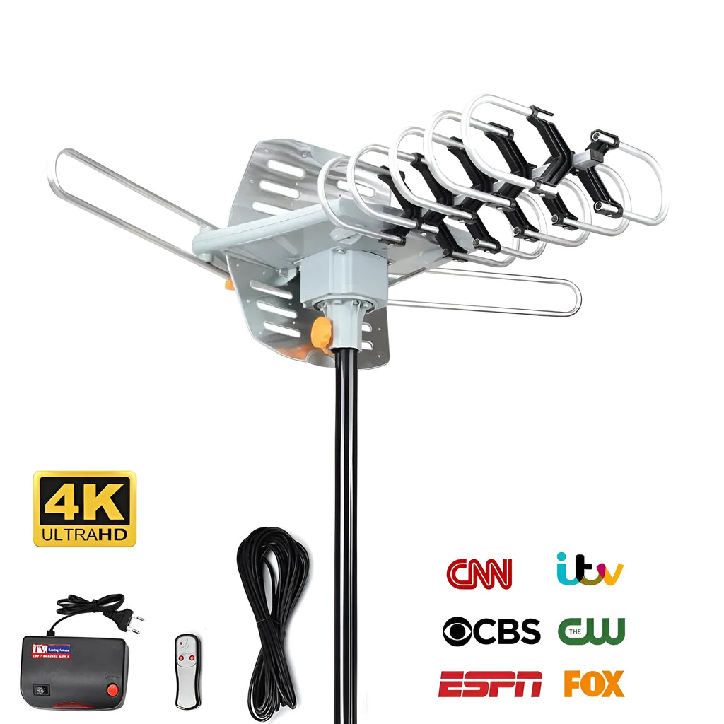 GR-1002 rotatable outdoor digital TV antenna with high gain for improved signal reception.