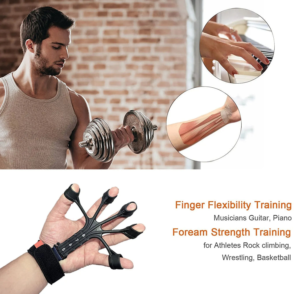 Silicone finger flexion extension trainer with adjusting belt for hand rehabilitation