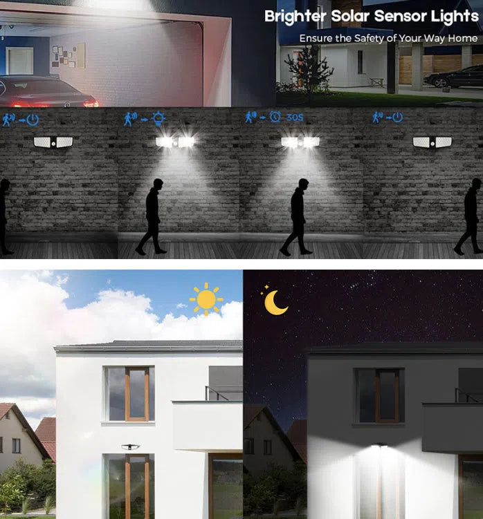 Solar wall lamp 100LED IP65 waterproof outdoor garden night sensor