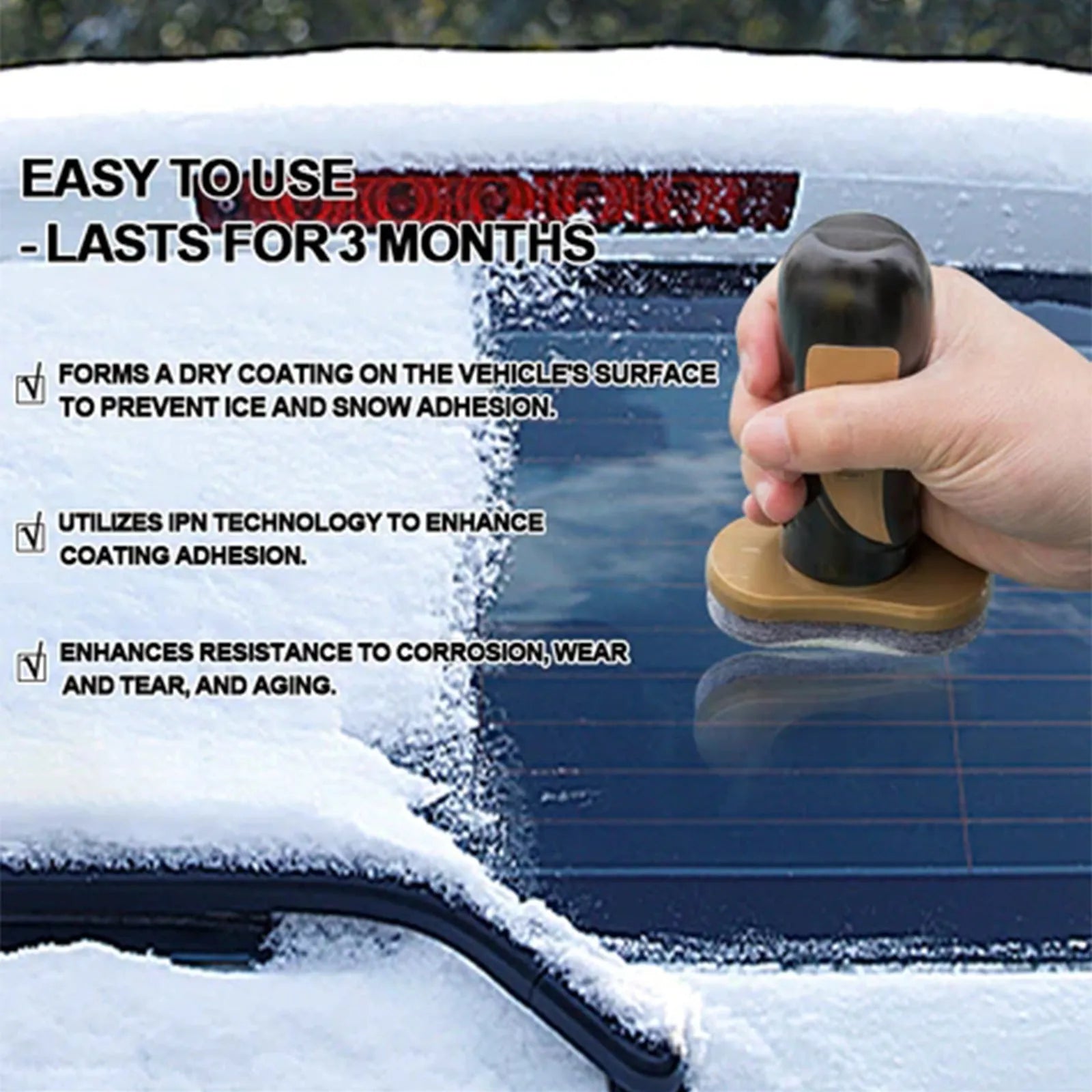 Hydrophobic nano coating car snow brush with compact 5x9x14cm dimensions and PE construction
