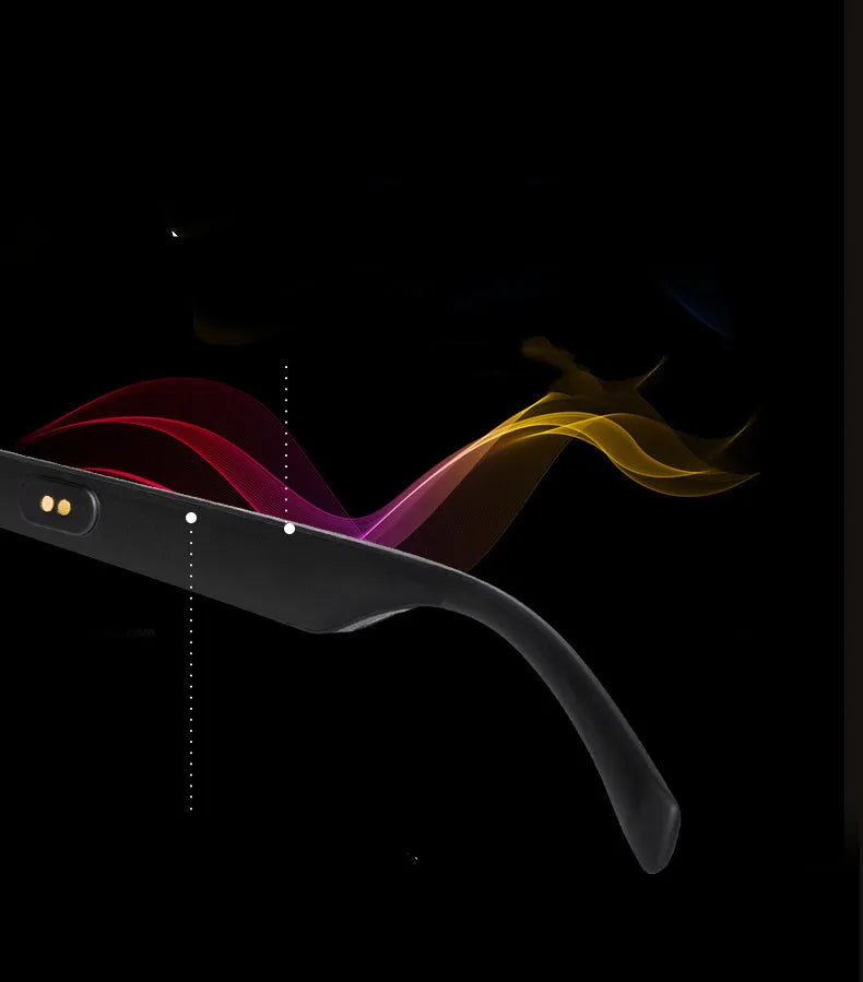 Smart glasses with Bluetooth audio functionality and semi-open ear speakers in PC+ABS frame