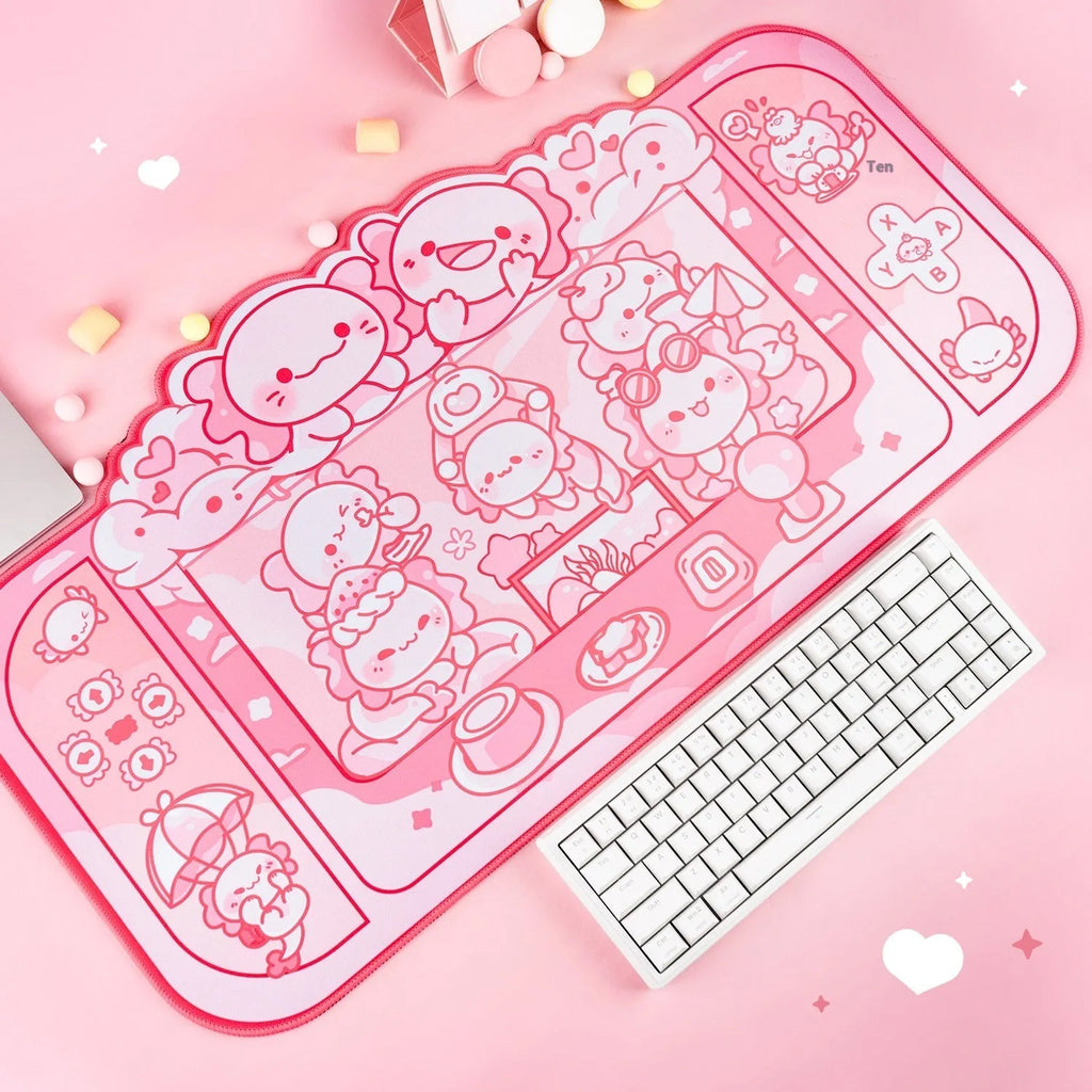 Hexagonal dragon crane machine large mouse pad with wrist support and cartoon anime pattern