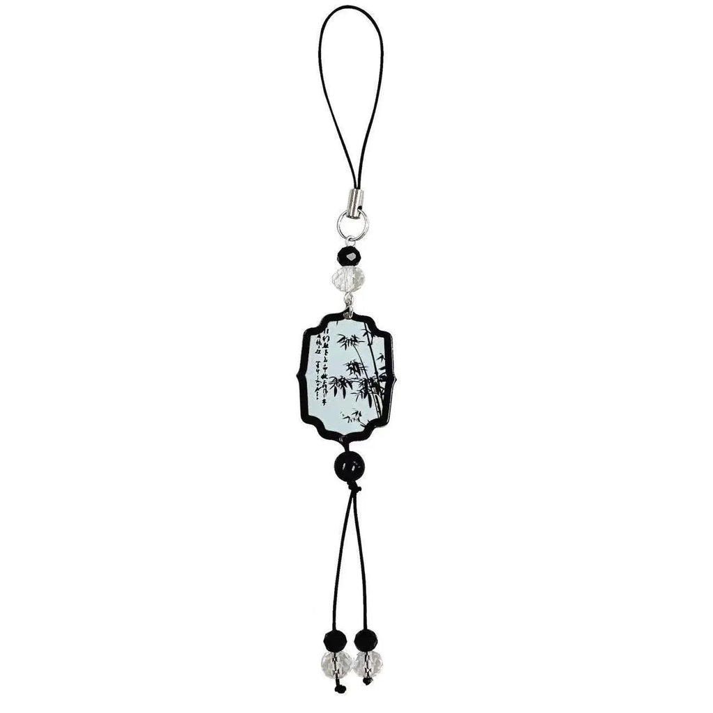 Guofeng Chinese style bead pendant keychain with plants and flowers pattern.