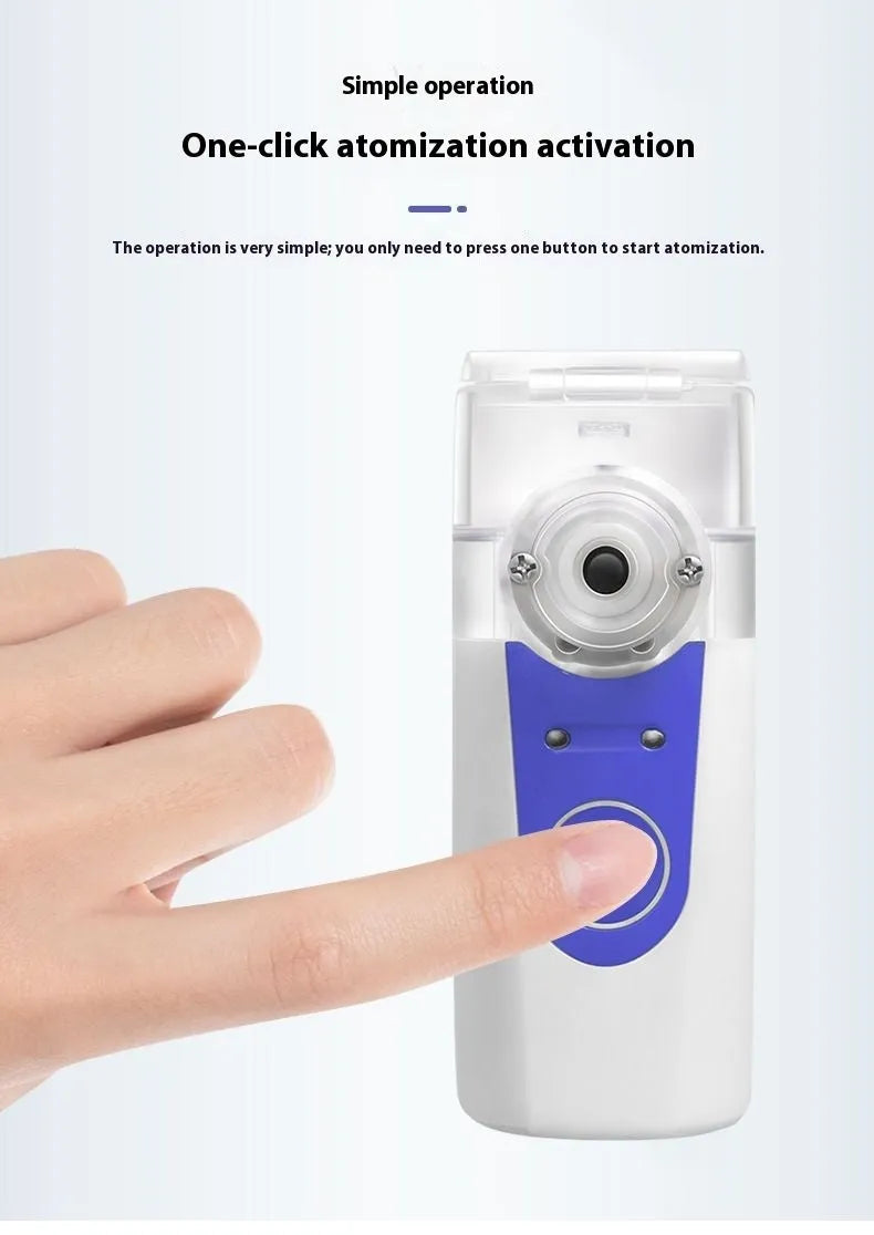 Handheld column-shaped USB nebuliser with plastic housing for portable room humidification
