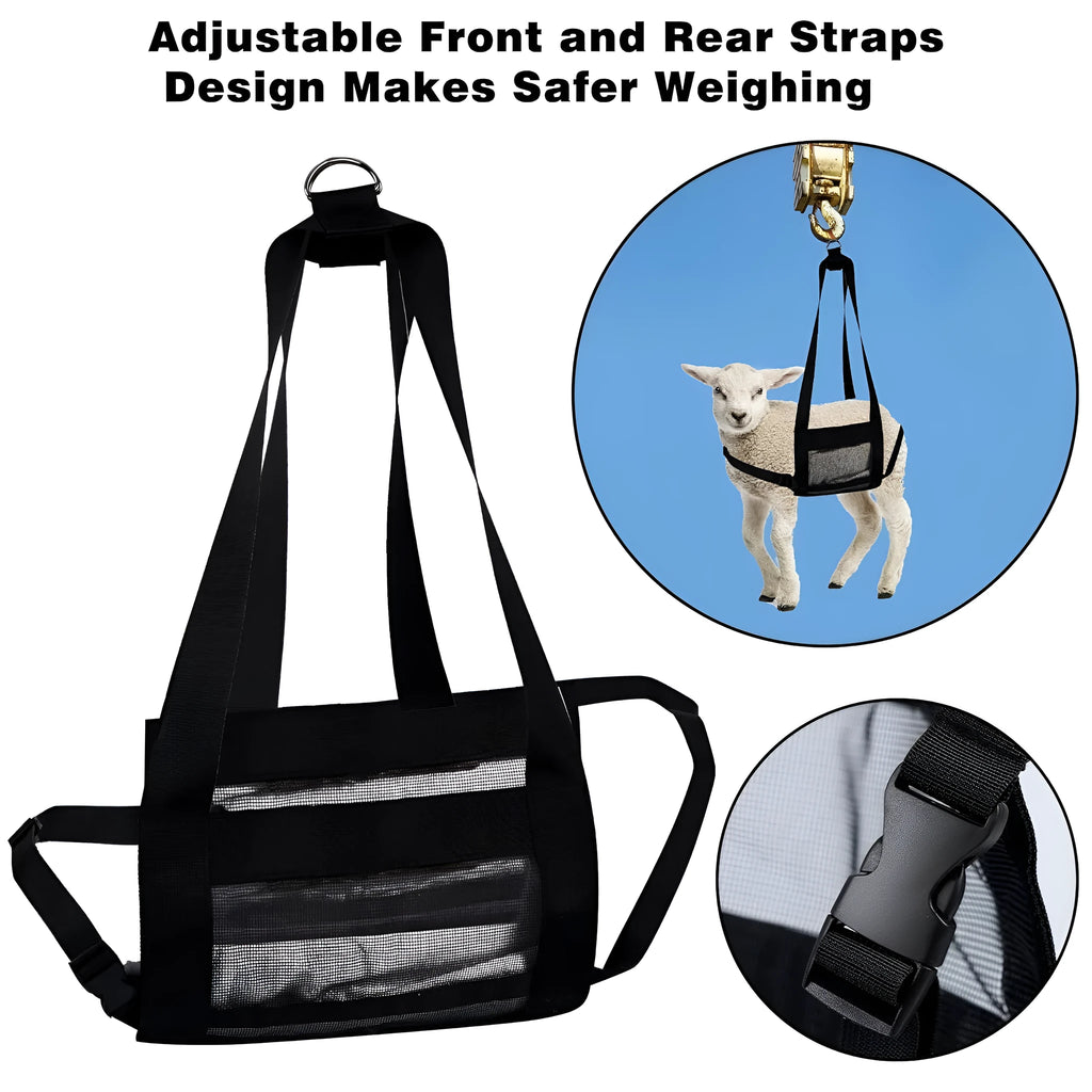 Black livestock weighing sling measuring 35x150cm for small animal weight measurement