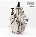 PWK sandblasted motorcycle carburetor modification accessory in seven sizes from 21mm to 34mm.