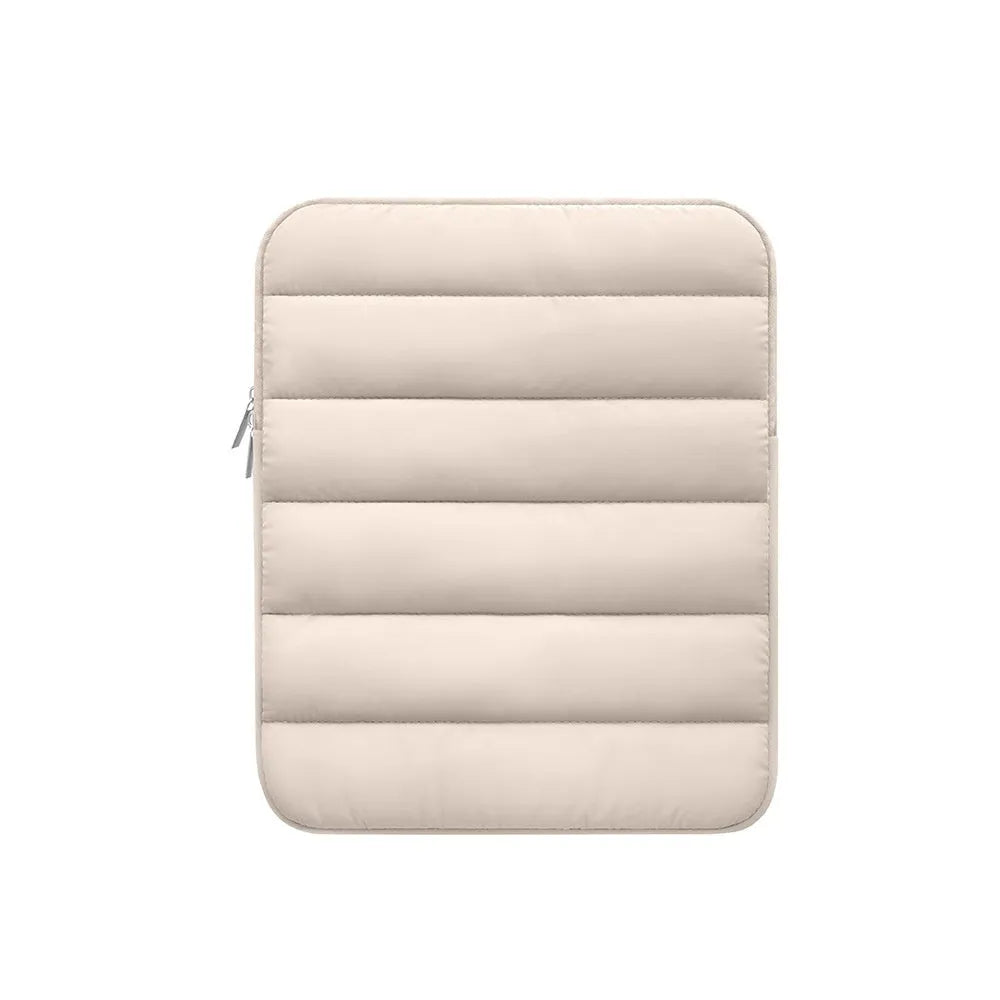 Fluffy air puff laptop sleeve with elastic sides in black colour protecting 11 inch device