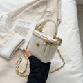 Portable Diamond Chain Mini Satchel nylon crossbody bag with chain strap in beige colour