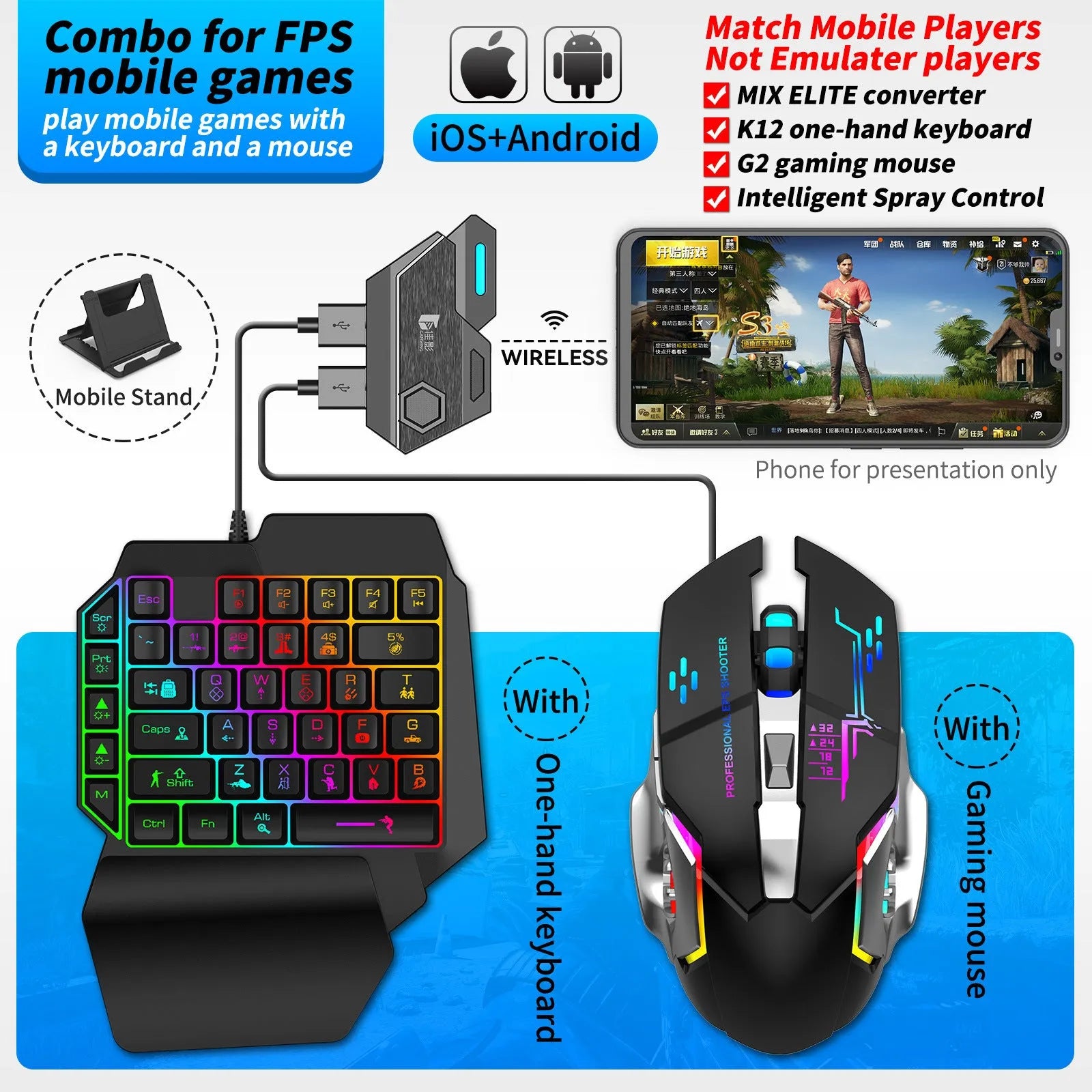 Gamwing Jiaying MIX series keyboard mouse converter for mobile gaming with USB interface